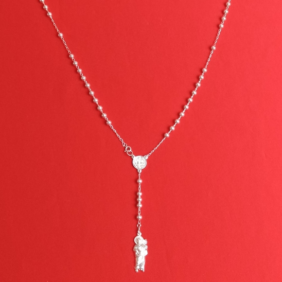 925 sterling SILVER men and women/Catholic ROSARIO necklace - Picture 12 of 16